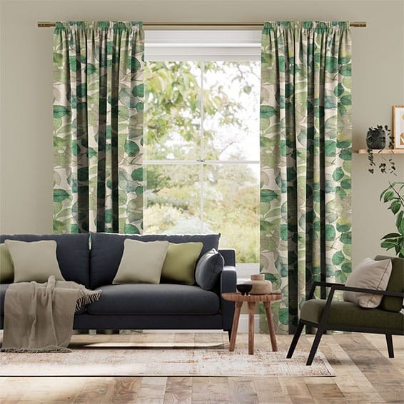 Tendaggi Acquerello Lino Autunno Verde Chiaro
