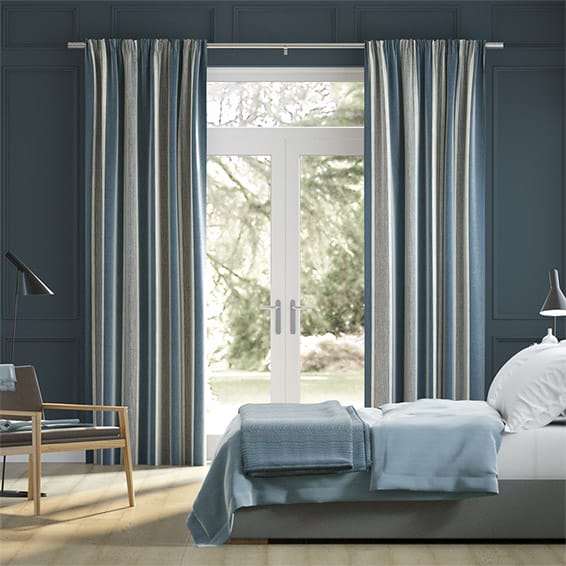 Tende di lino in blu notte, drappo di tende di lino, tenda tascabile Navy  Rod, tende soggiorno, tende di lino camera da letto in blu scuro -   Italia
