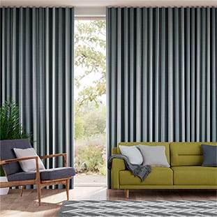 Lino British Vintage Righe Blu Tendaggi anteprima immagine