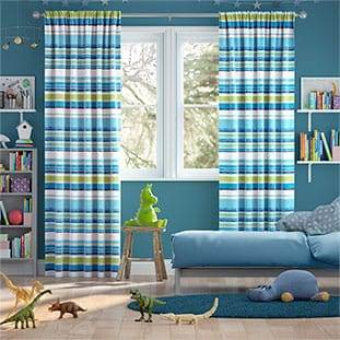 Righe Calcutta Lago Blu Tende a bastone anteprima immagine