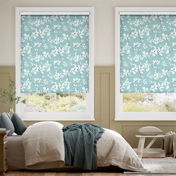 Roller Blind Gira Facile Choices Flora Lino Menta Naturale