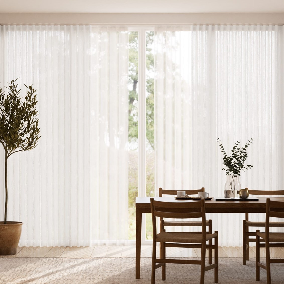 Tenda doppia a binario Voile Neve & Lino Bijou Bianco Neve