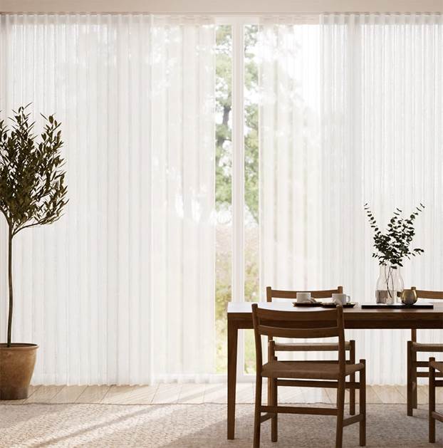 Voile Neve & Lino Bijou Bianco Neve Tende a onda anteprima immagine