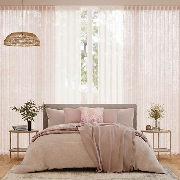 Voile Latte di Cocco & Voile Quarzo Rosa Tende a onda anteprima immagine