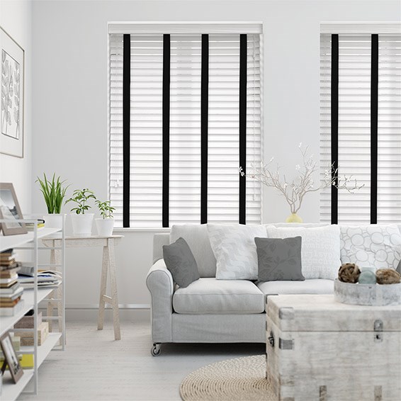Veneziana effetto legno PVC Bianco Luna e Nero Intenso