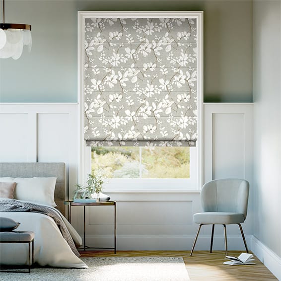 LOFT LIVING Tenda Semitrasparente Tessa Con Stampa Floreale, Grigio, 127x213 Cm, Con Occhielli