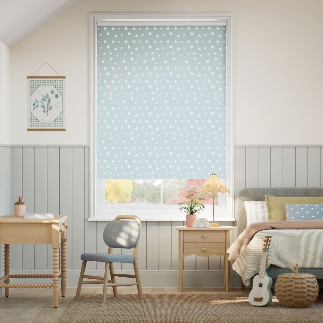 Tenda A Rullo Gira Facile Topolino Icons Azzurro Cielo