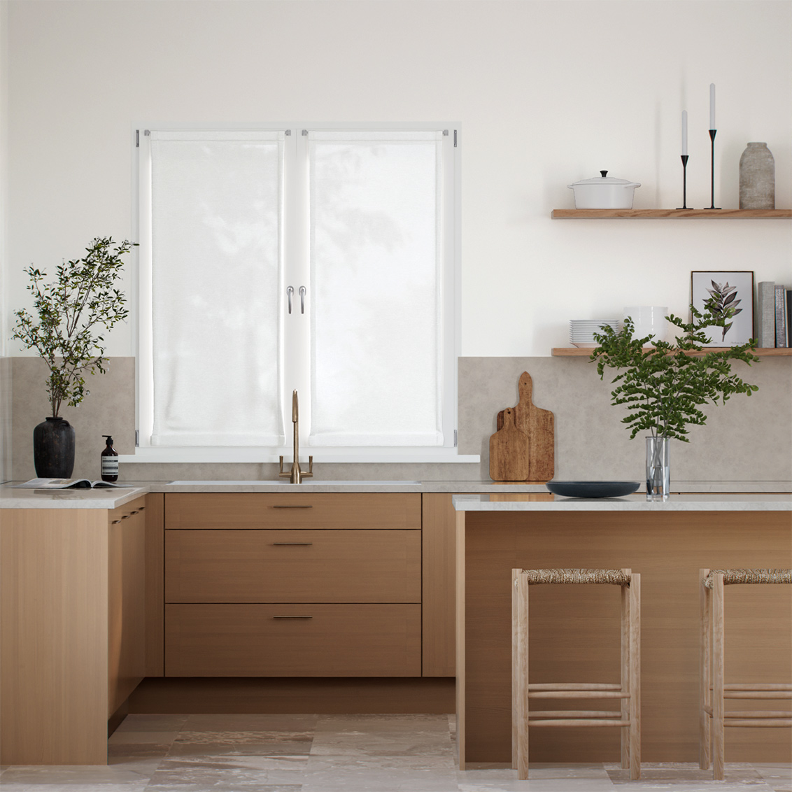 Tendina a vetro Voile Shade Bianco Artico