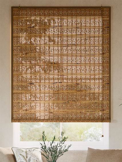Eco Castagna Fiori & Nocciola Roll Up Woven Wood anteprima immagine