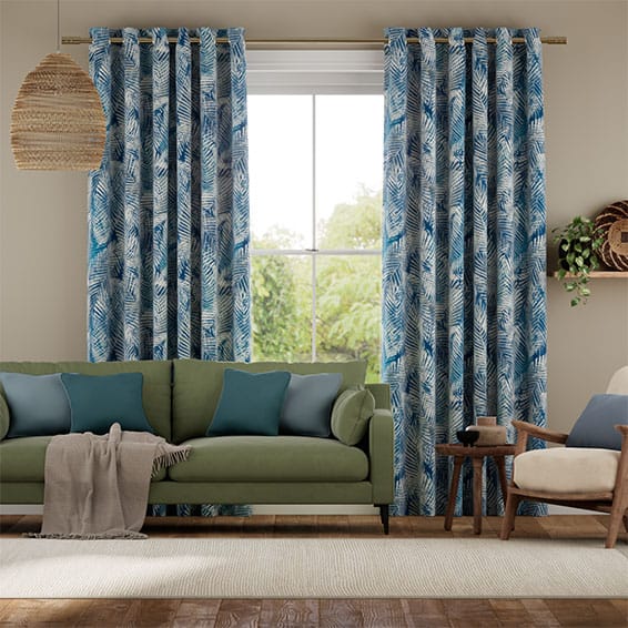 Tendaggi Palme Lino Blu