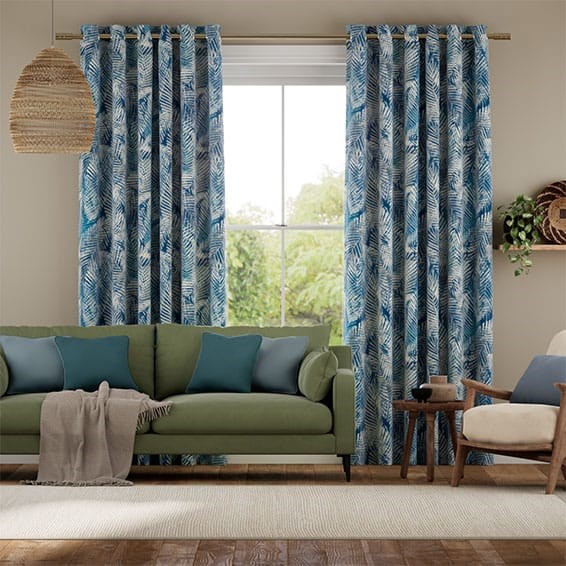 Tendaggi Palme Lino Blu