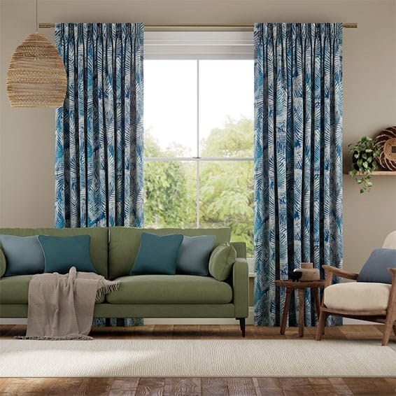 Tendaggi Palme Lino Blu
