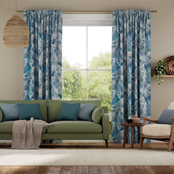 Tendaggi Palme Lino Blu