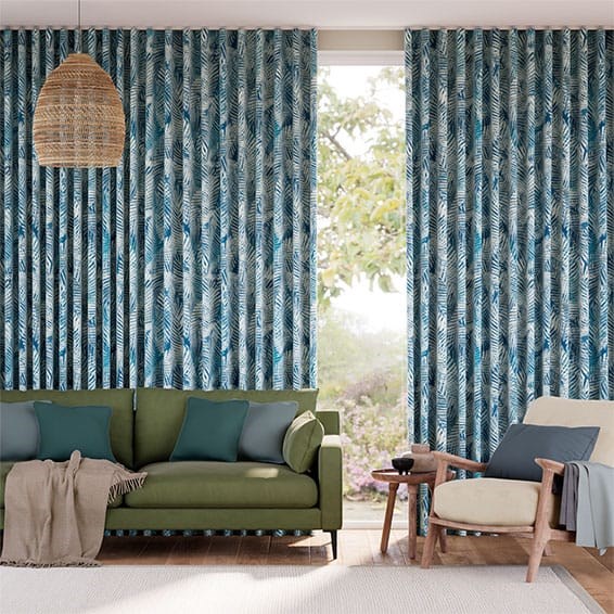 Tendaggi Palme Lino Blu