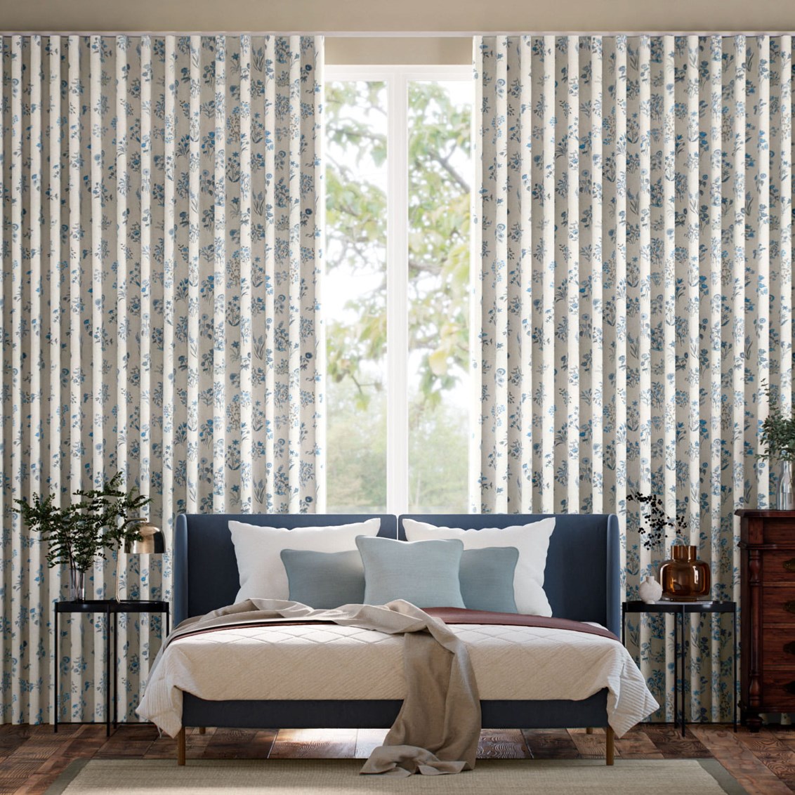 Tendaggi Shepherdly Meadow Blu Elettrico