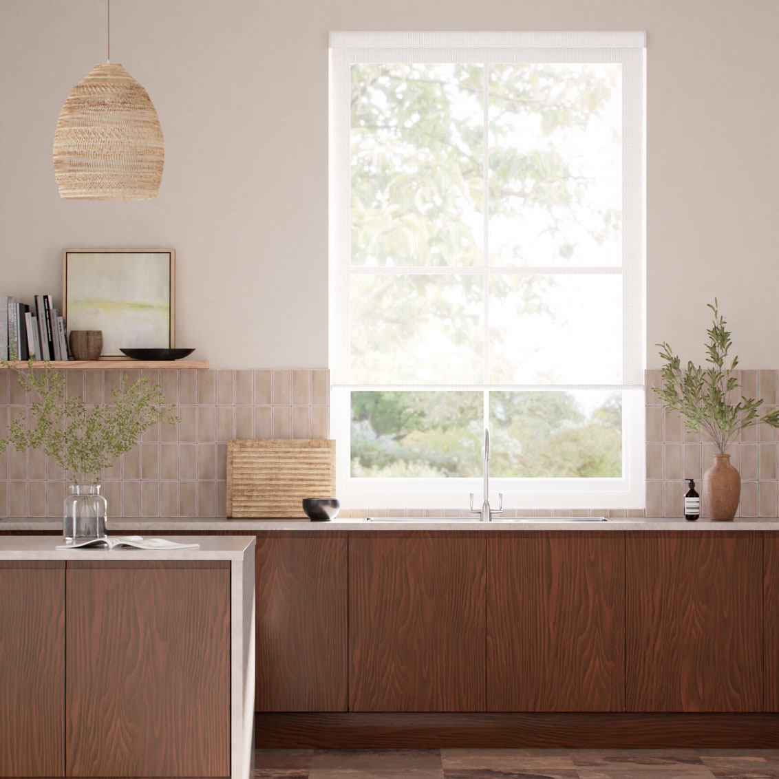 Tenda A Rullo Oculus Bianco Puro Senza Catenella