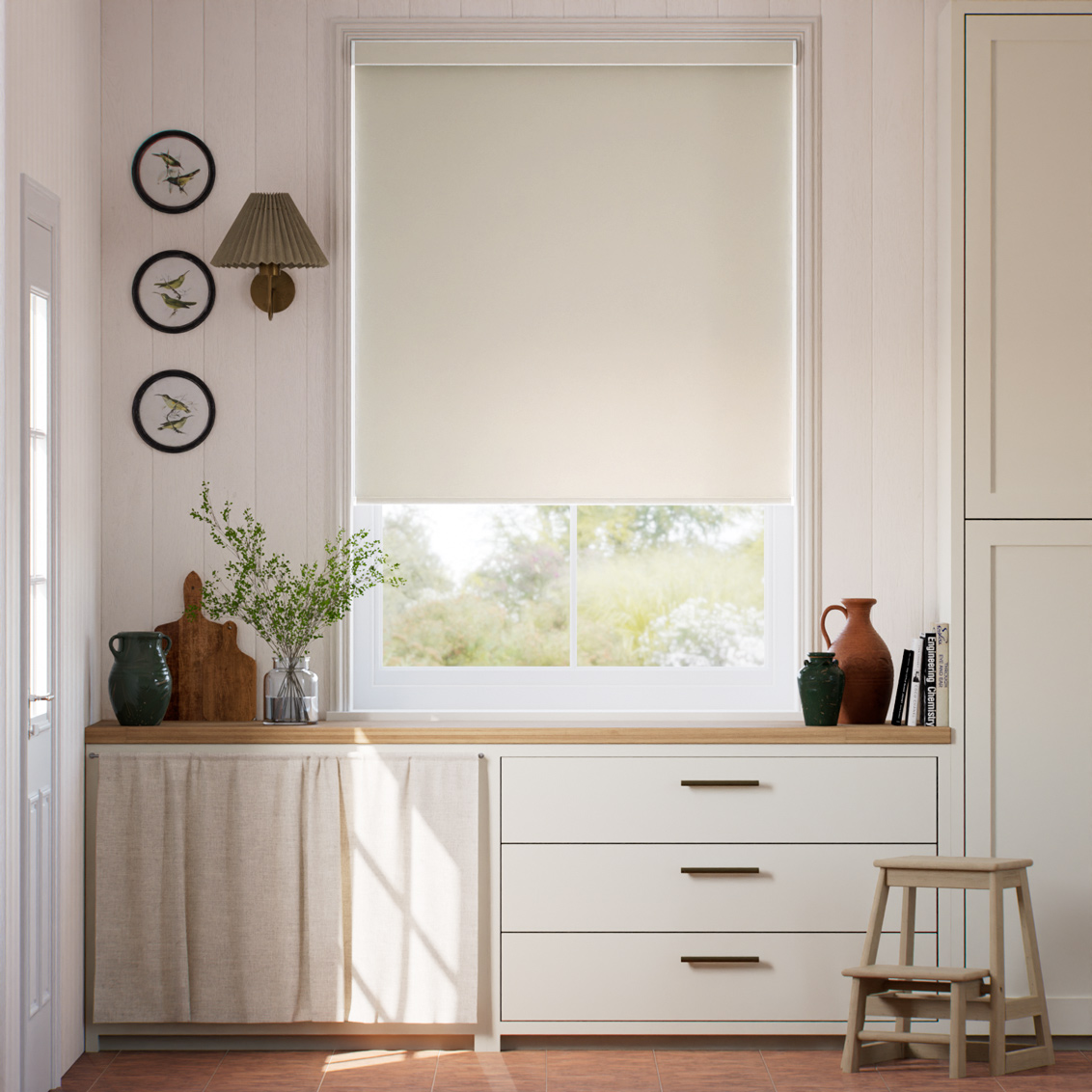 Tenda A Rullo Titan Oscurante Bianco Latte Senza Catenella