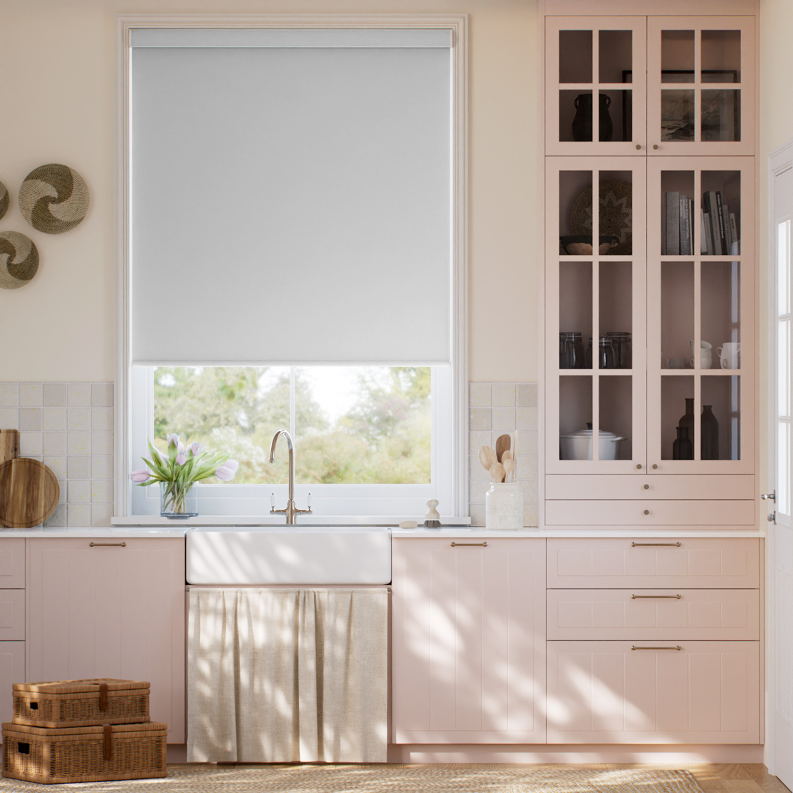 Tenda A Rullo Titan Oscurante Grigio Perla Senza Catenella