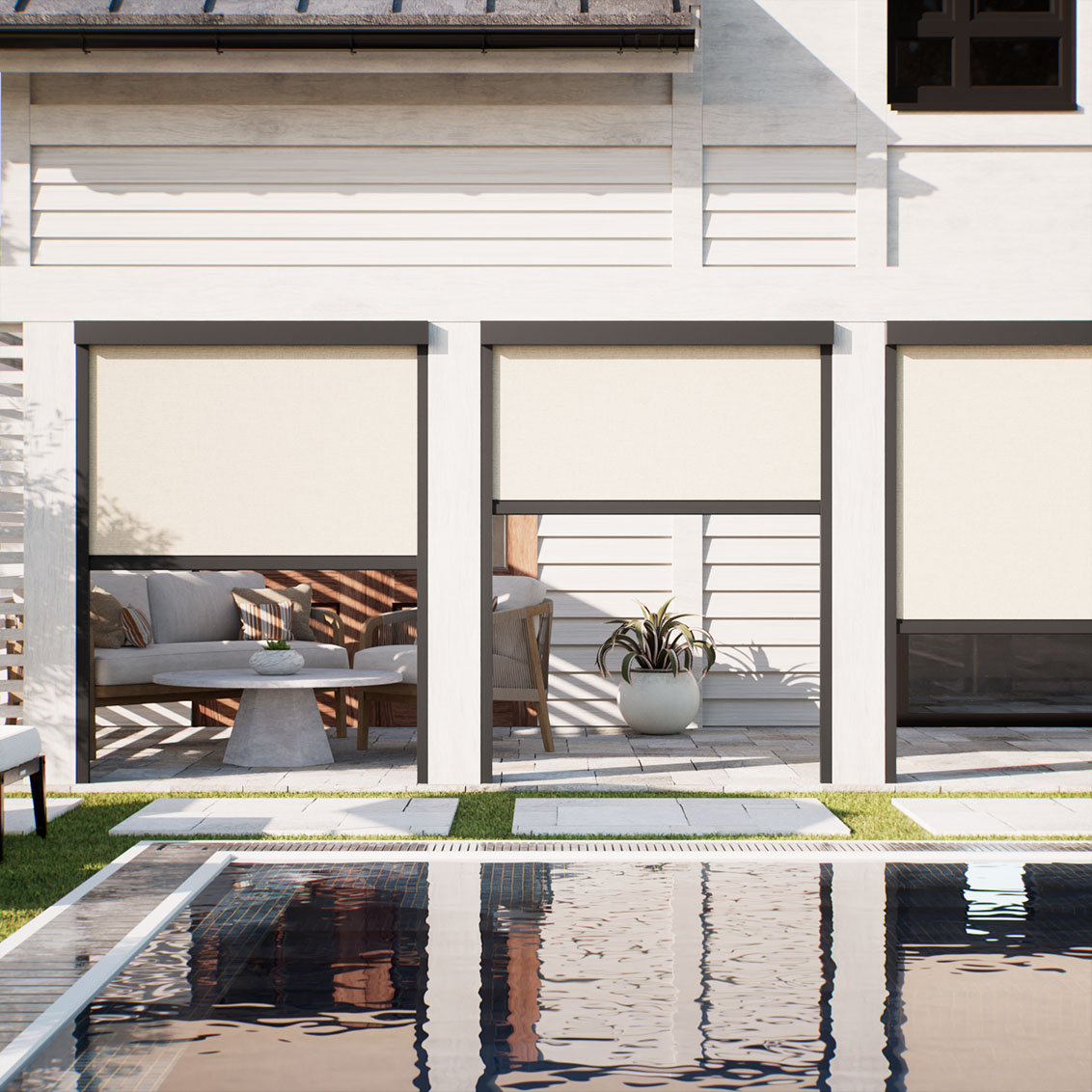 Outdoor Zip Blind Solaris Crema
