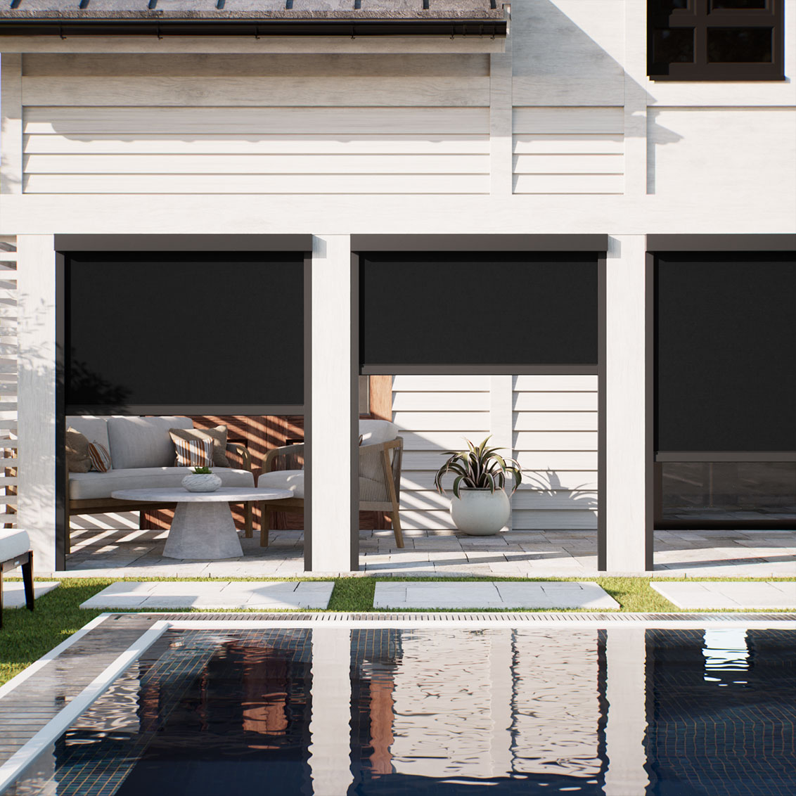 Outdoor Zip Blind Solaris Nero