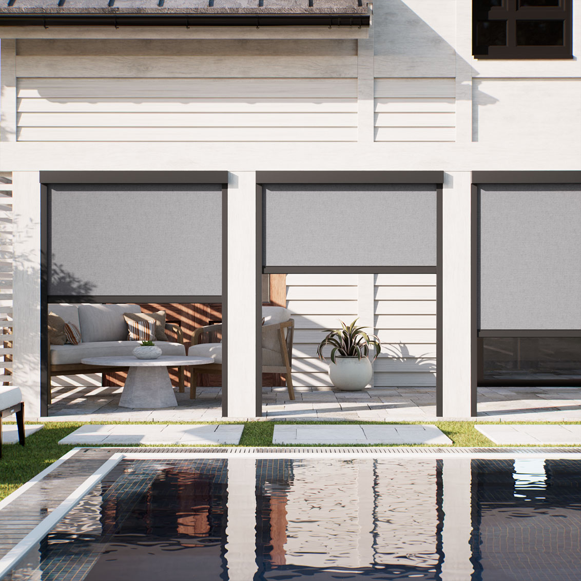 Outdoor Zip Blind Solaris Grigio 
