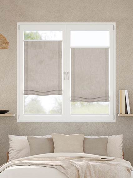 A Vetro Facile Lino Bijou Greige Arricciata Tende a Pacchetto A Vetro Facile - senza foro anteprima immagine
