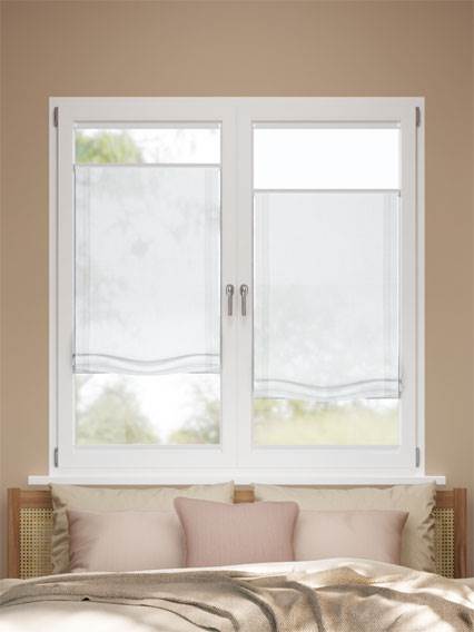 A Vetro Facile Lino Bijou Bianco Neve Arricciata Tende a Pacchetto A Vetro Facile - senza foro anteprima immagine