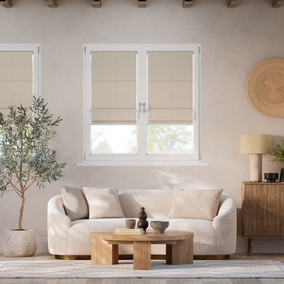 Tenda a Pacchetto  A Vetro Facile Lino Naturale 