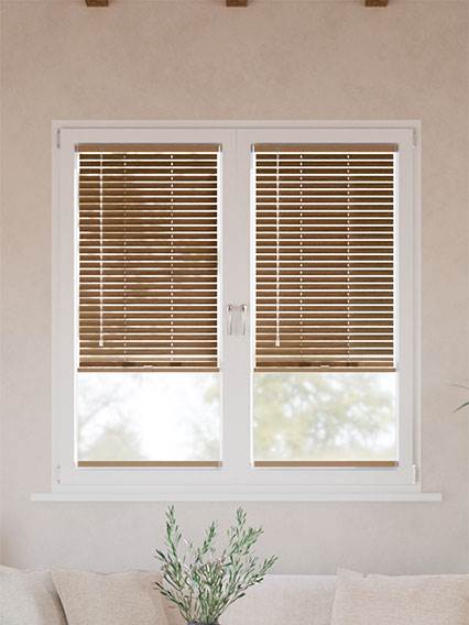 A Vetro Facile Rovere Vintage  Veneziane In Legno A Vetro Facile - senza fori anteprima immagine