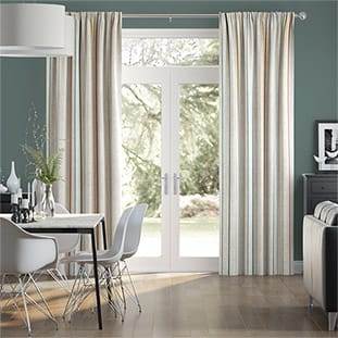 Righe Twill Lino Mediterraneo Tende a bastone anteprima immagine