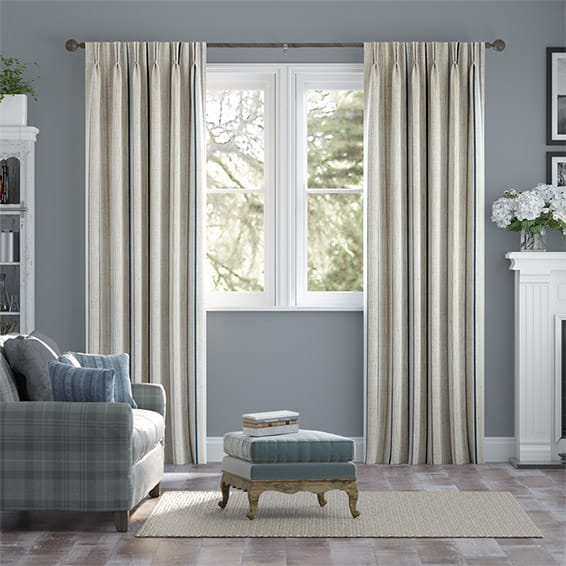 Tendaggi Righe Twill Lino Blu