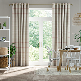 Cottage Lino Quadri Rossi Tende a bastone anteprima immagine