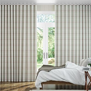 Cottage Lino Quadri Rossi Tende a binario anteprima immagine