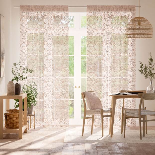 William Morris Frutti di Bosco Rosa Voile Lino Tendaggi anteprima immagine