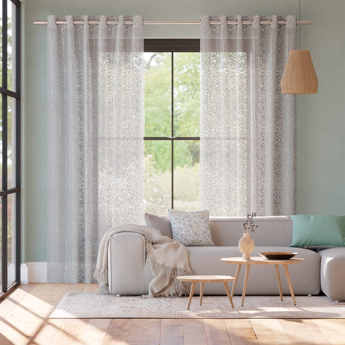 Tendaggi William Morris Salice Argento Voile Lino