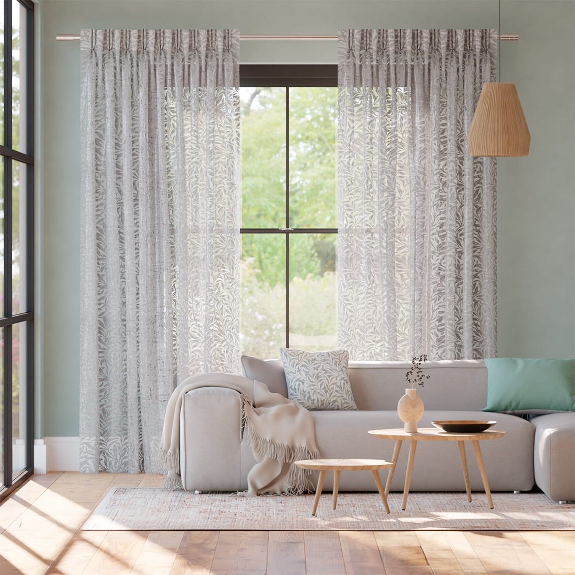 Tendaggi William Morris Salice Argento Voile Lino