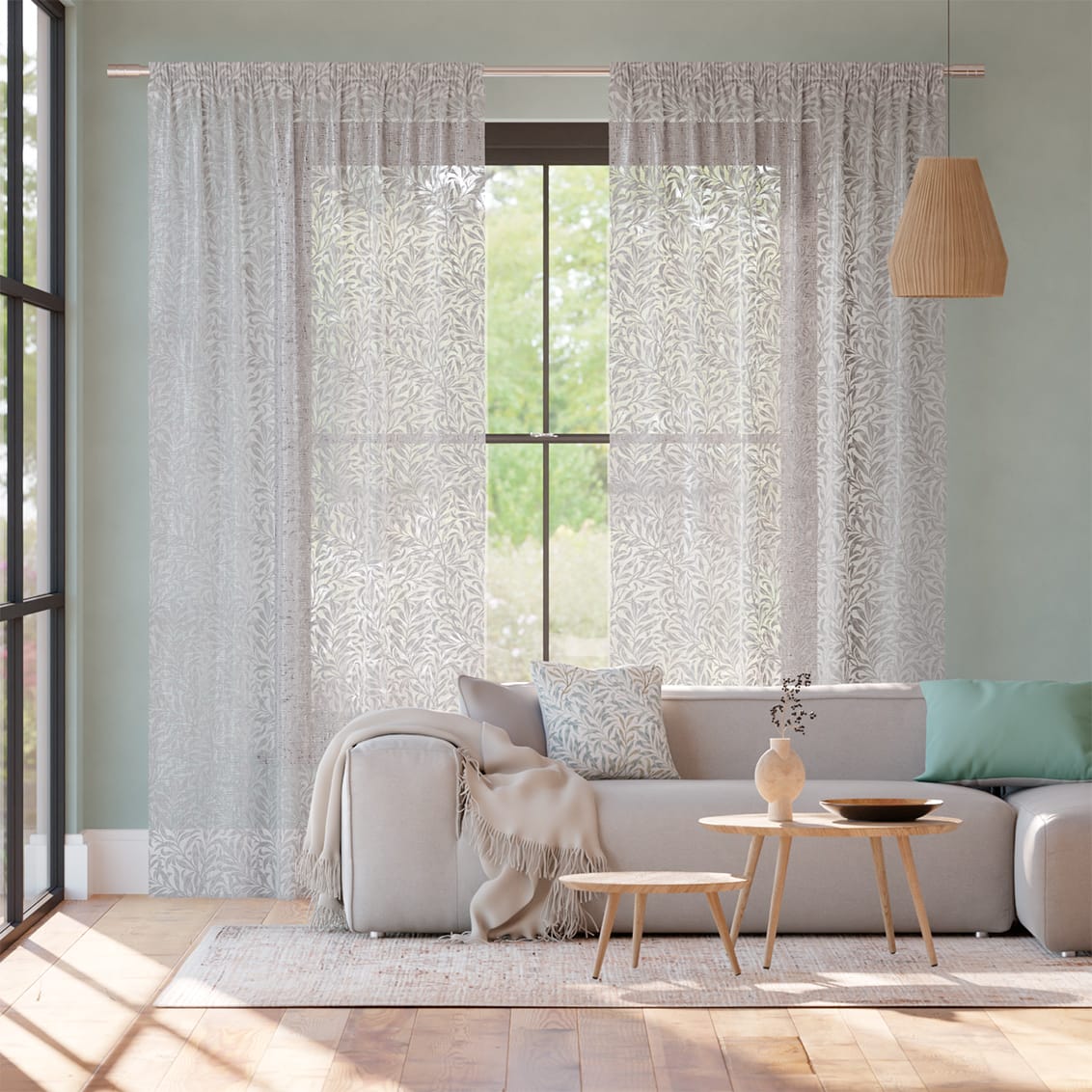 Tendaggi William Morris Salice Argento Voile Lino