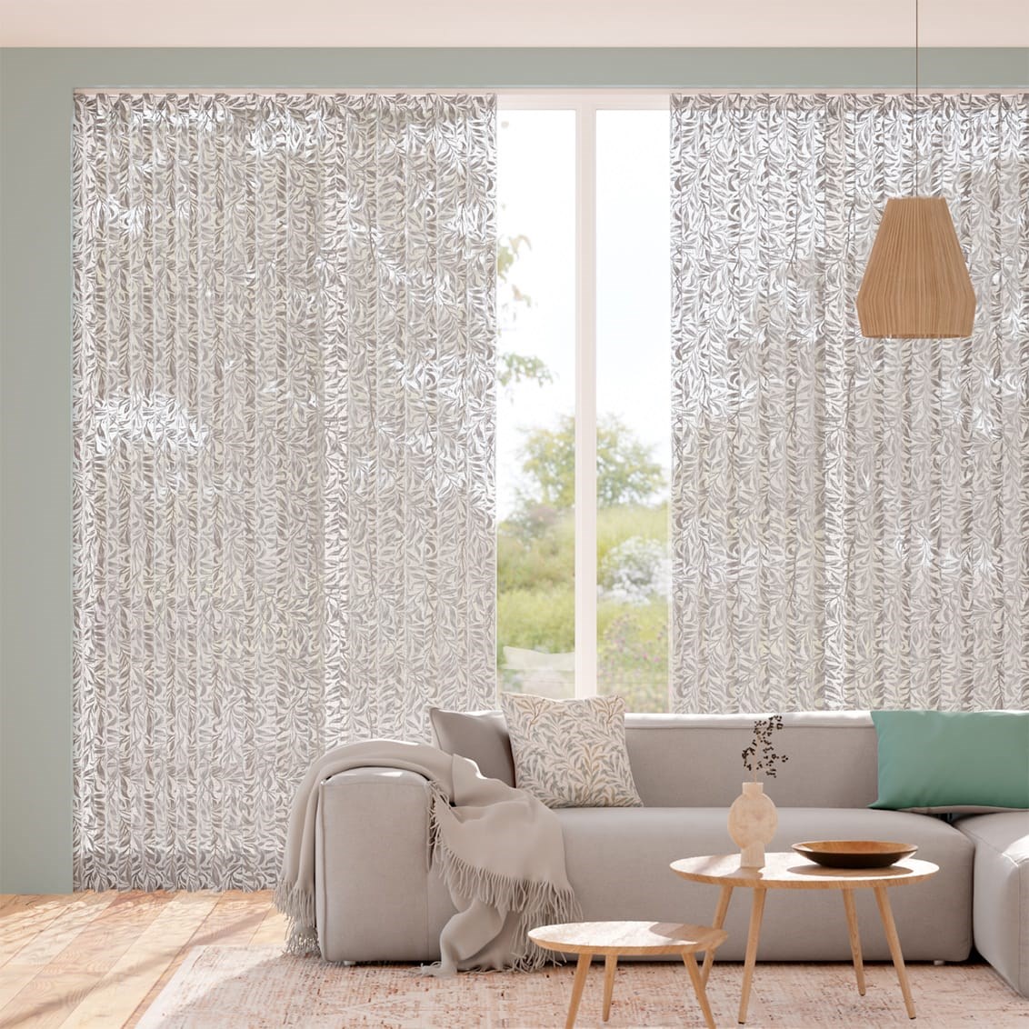 Tendaggi William Morris Salice Argento Voile Lino