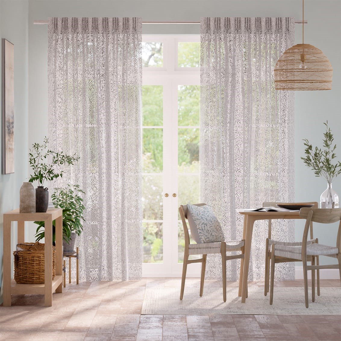 Tendaggi William Morris Foglioline Argento Voile