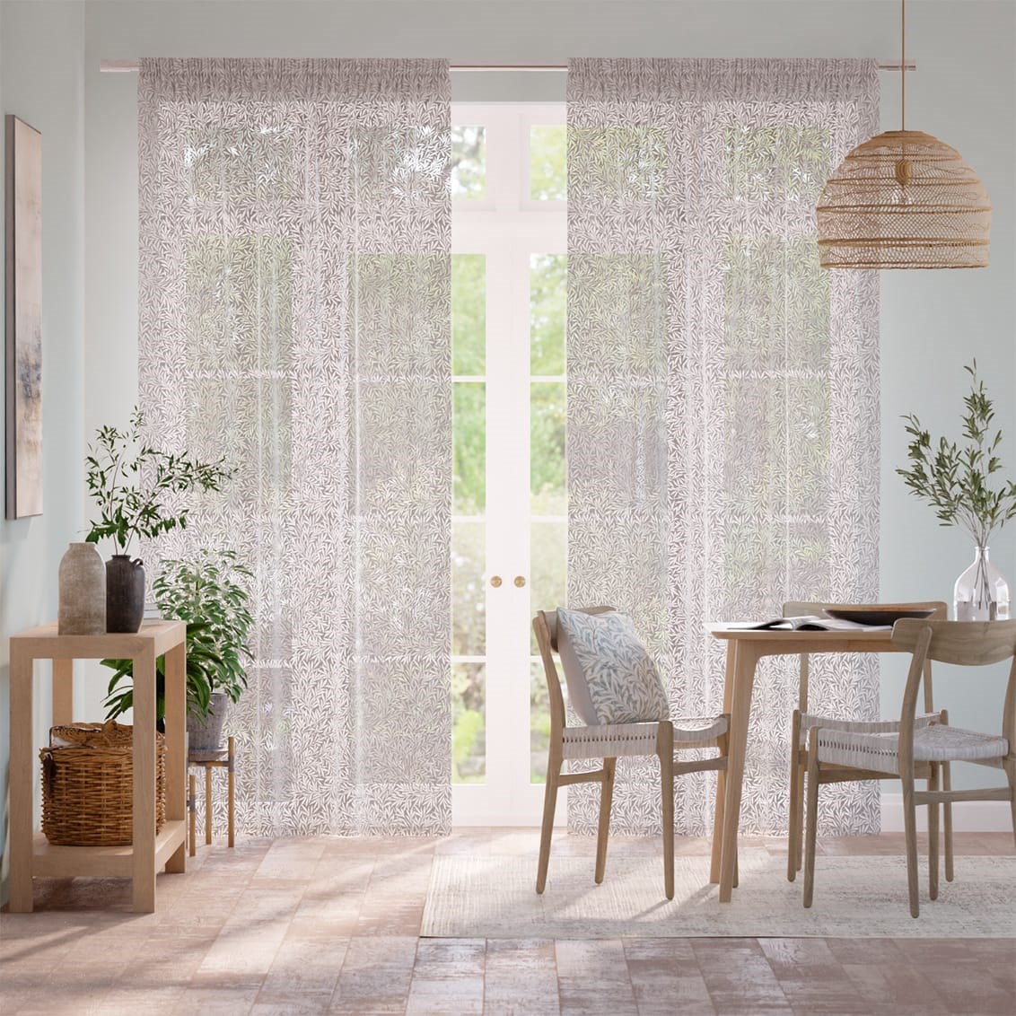 Tendaggi William Morris Foglioline Argento Voile