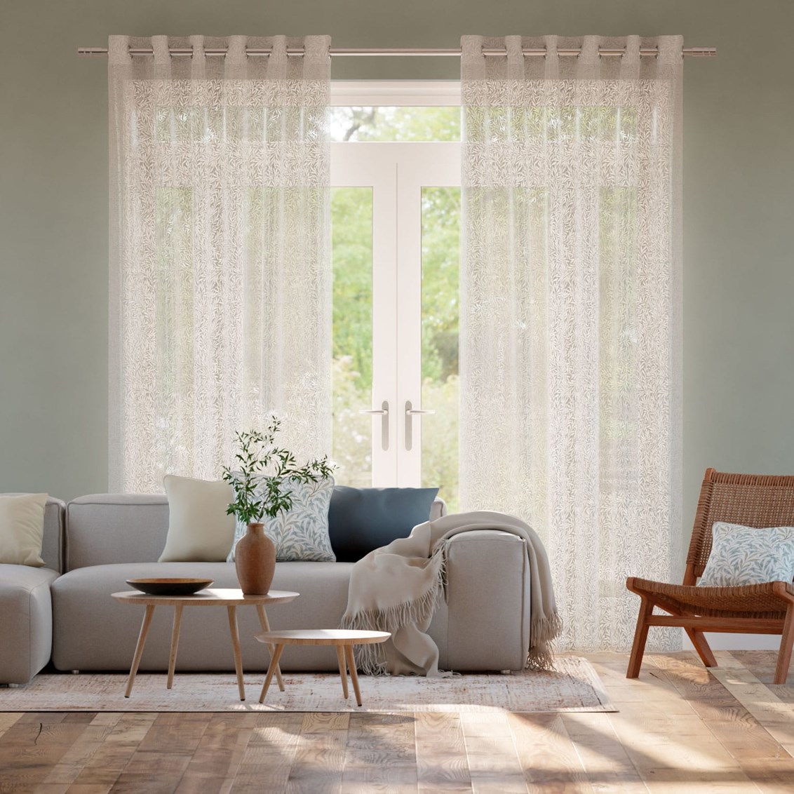 Tendaggi William Morris Foglioline Tortora Voile
