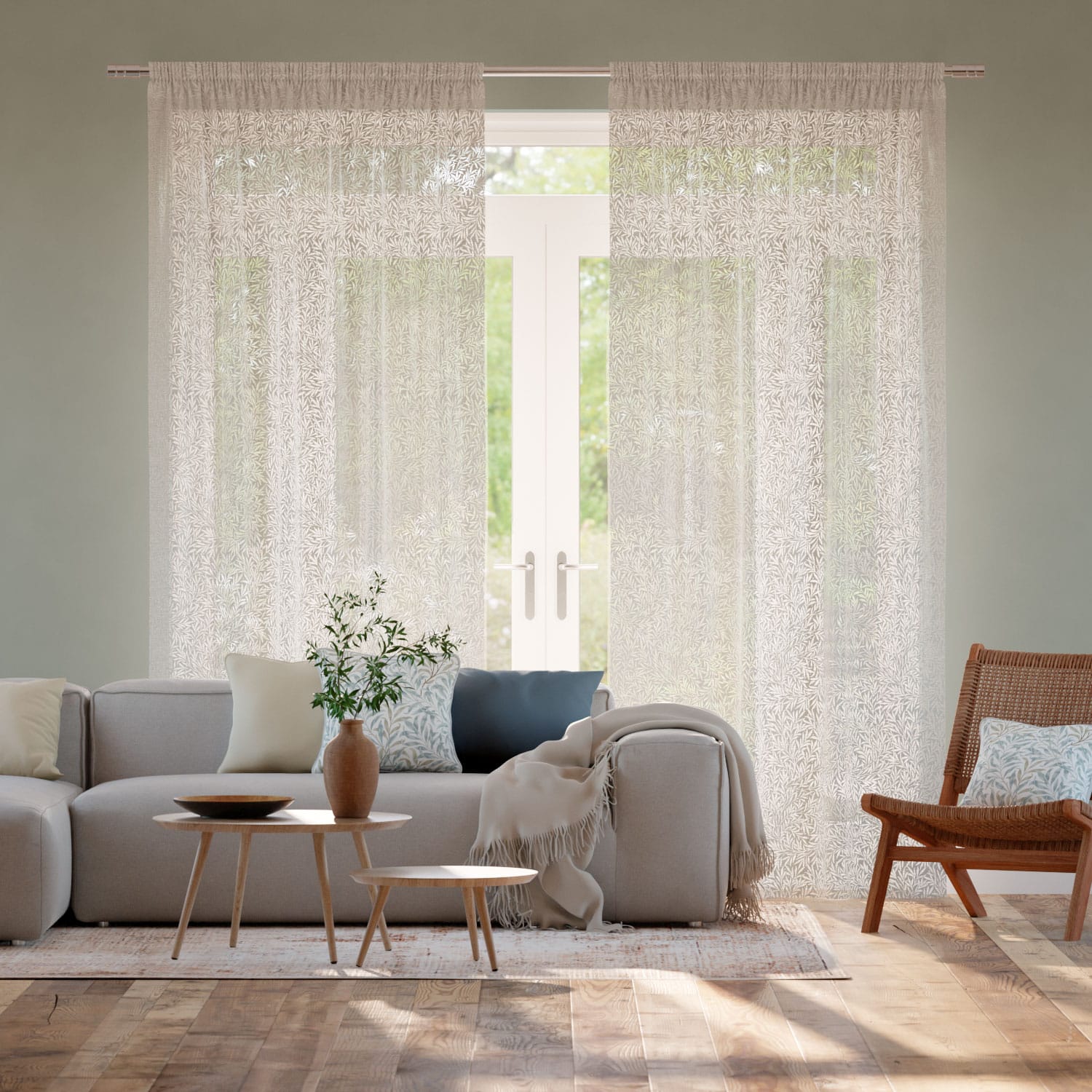 Tendaggi William Morris Foglioline Tortora Voile