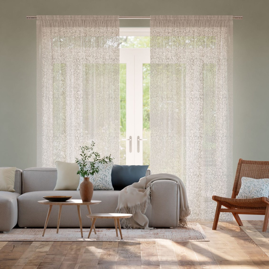 Tendaggi William Morris Foglioline Tortora Voile