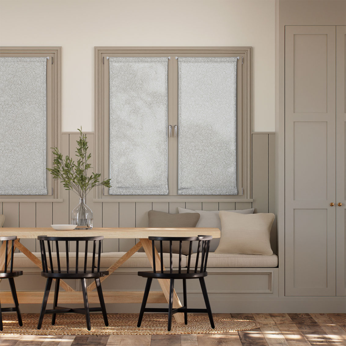 Tendina a vetro William Morris Foglioline Tortora Voile