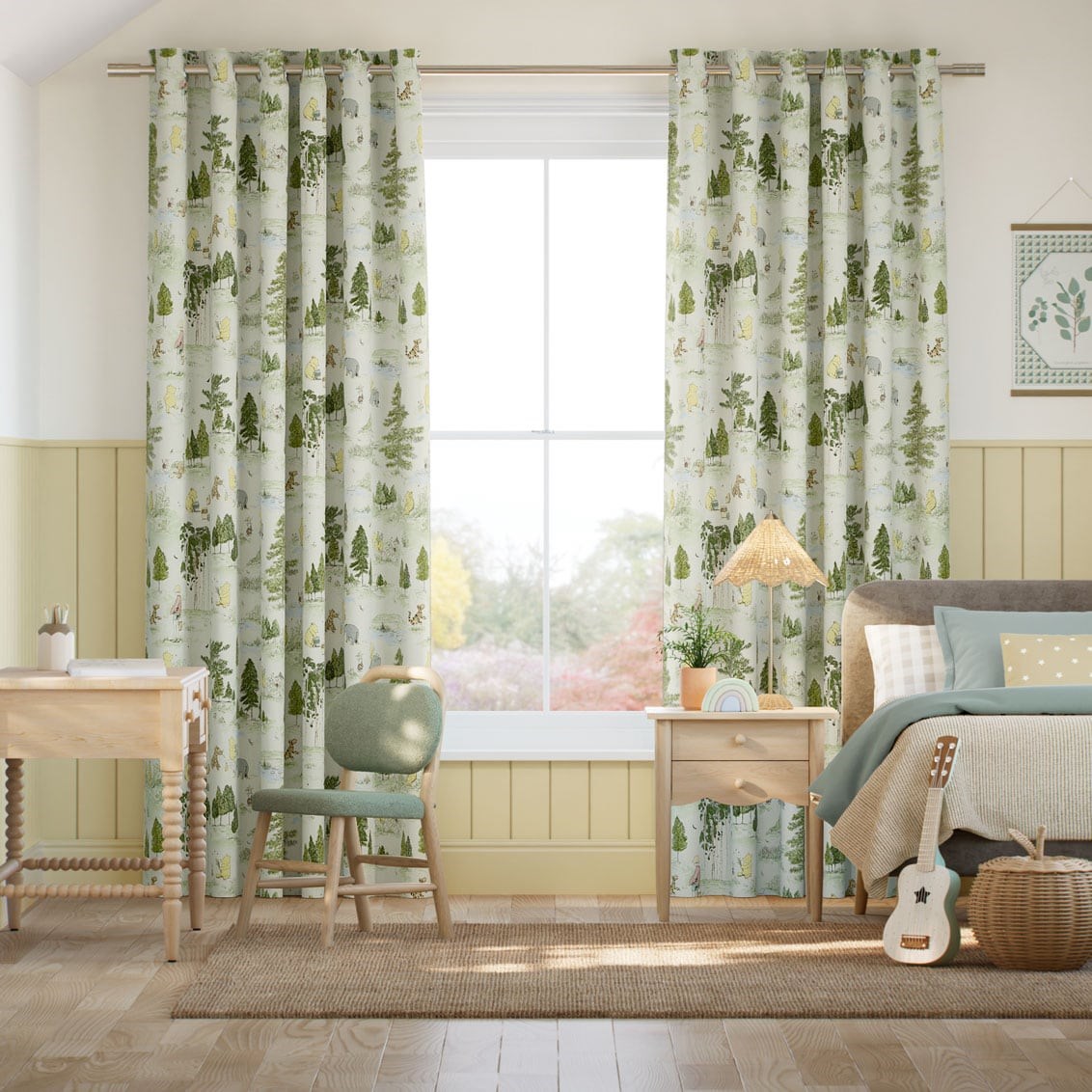 Tendaggi Winnie The Pooh Verde Bosco