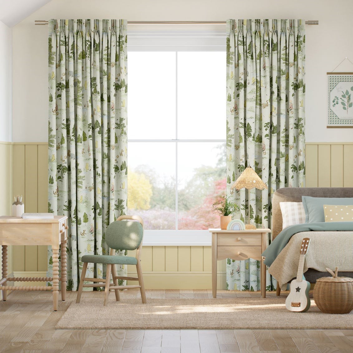 Tendaggi Winnie The Pooh Verde Bosco