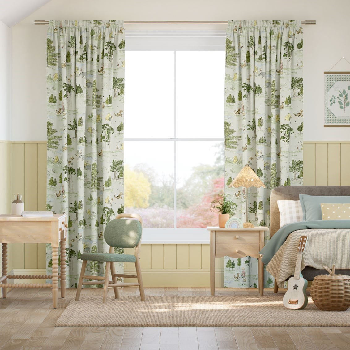Tendaggi Winnie The Pooh Verde Bosco