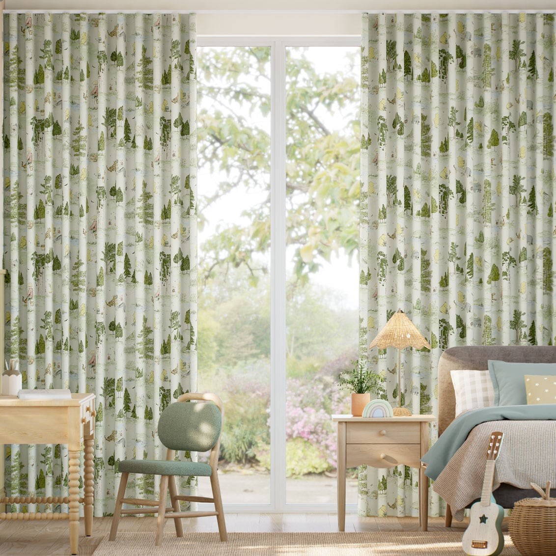 Tendaggi Winnie The Pooh Verde Bosco